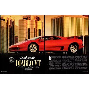 1995 Lamborghini Diablo VT Sports Car 6 Page Vintage Print Article Italy Italian